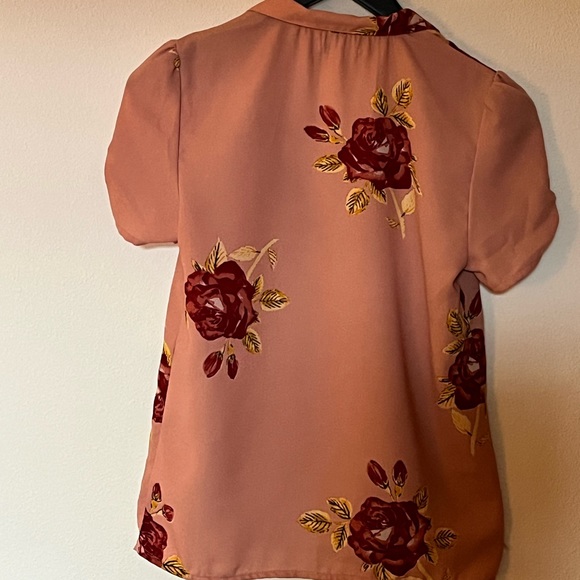 Amuse Society Floral Short Sleeve Button-Up Top - Picture 3 of 4